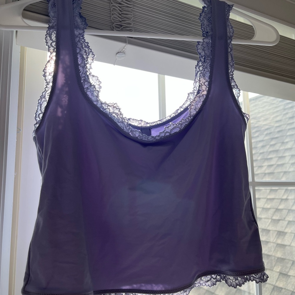 SKIMS Lavender Lace Trim Tank Top